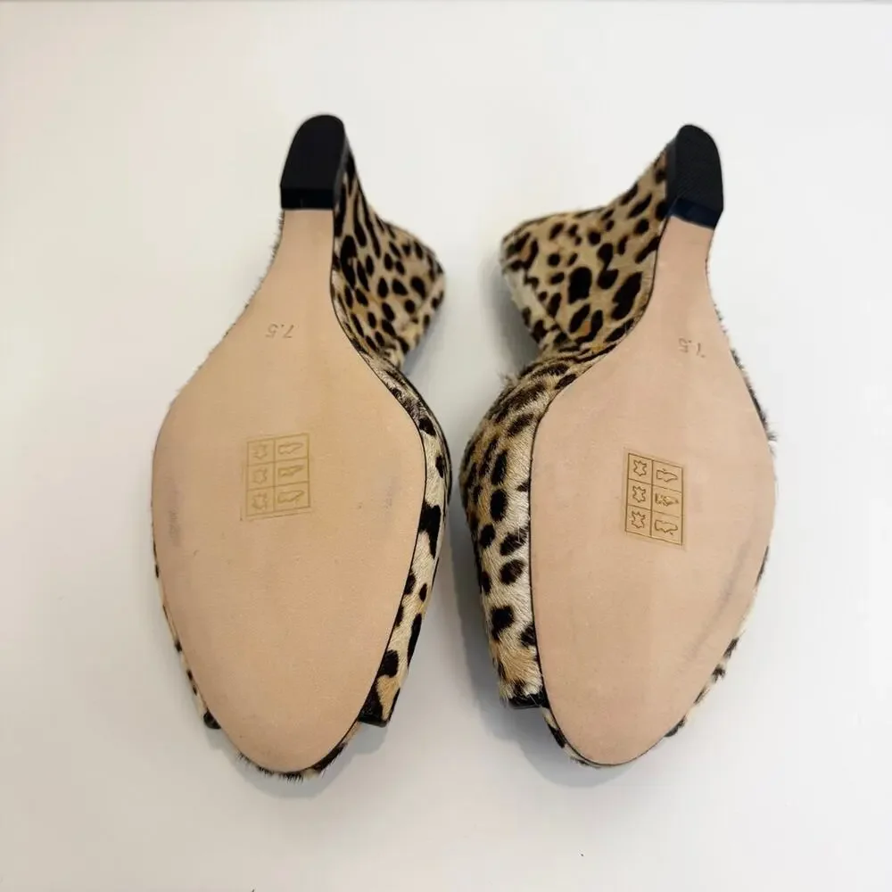 Cynthia Rowley Leopard Print Calf Hair Peep Toe Wedges 7.5